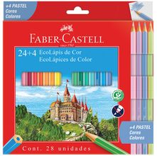 Lápis de Cor Faber Castell 24 Cores + 4 Lápis Pastel