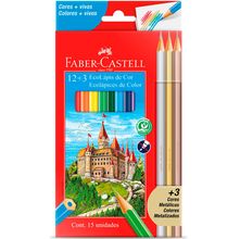 Lápis de Cor Faber-Castell 12 Cores + 3 Metálicos