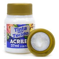 Tinta para Tecido com Glitter Acrilex 37ml 209 - cristal