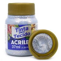 Tinta para Tecido com Glitter Acrilex 37ml 202 - prata