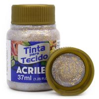 Tinta para Tecido com Glitter Acrilex 37ml 201 - ouro