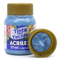 Tinta para Tecido com Glitter Acrilex 37ml 211 - azul turquesa