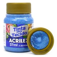 Tinta para Tecido com Glitter Acrilex 37ml 204 - azul