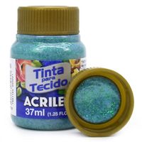 Tinta para Tecido com Glitter Acrilex 37ml 206 - verde