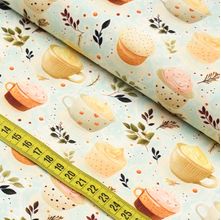 Tecido Estampado Para Patchwork - Love Coffe : Café com Creme (0,50x1,50)