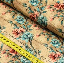 Tecido Estampado Para Patchwork - Clube Mais Criativo : Floral Azul Tiffany (0,50x1,40)