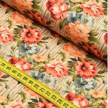 Tecido Estampado Para Patchwork - Clube Mais Criativo : Floral Laranja (0,50x1,40)