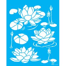 Stencil Opa 20 x 25 cm - Flor de Lótus na Água - 3502