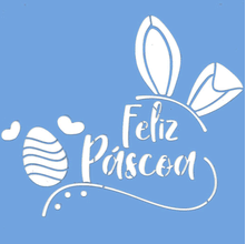 Stencil Arte Fácil 15 x 15 cm - PC-502 Feliz Páscoa, Ovos e Orelhinhas