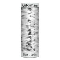 Linha para Bordar à Máquina Gutermann Metallic Sliver   8001 prata