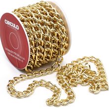 Corrente de Metal Dourada 10mm Círculo - 5 Metros