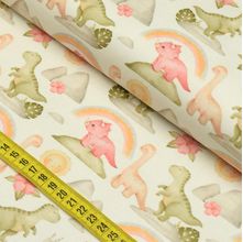 Tecido Estampado Para Patchwork - Meu Dino : Dino Médio com Arco-Íris (0,50x1,40)