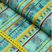 Tecido Estampado para Patchwork - África : Faixas Azul (0,50x1,40)