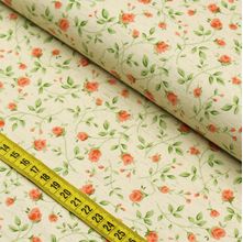 Tecido Blend de Linho para Patchwork - Floral Laranja cor 04 (0,50x1,50)