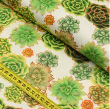 Tecido Estampado para Patchwork - Suculentas : Suculenta Fundo Branco (0,50x1,40)