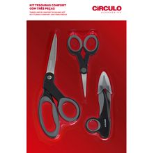 Kit 3 Tesouras Comfort Círculo - Preto e Cinza