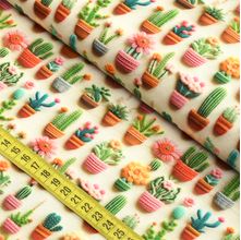 Tecido Estampado para Patchwork - Efeitos 3D : Vasinhos De Cactos (0,50x1,40)