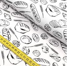 Tecido Estampado para Patchwork - Essentials Pães Fundo Branco (0,50x1,50)
