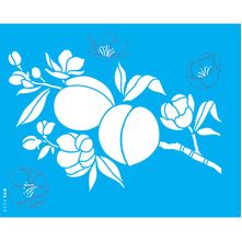 Stencil Opa 20 x 25 cm -  Frutas Pêssego e Flores - 3522