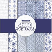 Bloco de Papel para Scrapbook Azulejo Português 20x20cm - 10 Folhas