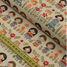 Tecido Estampado Para Patchwork - Meninas Bordadas 2 (0,50x1,40)