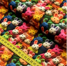 Tecido Estampado Para Patchwork - Floresta em Crochê : Coelhos (0,50x1,40)