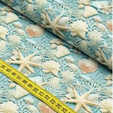 Tecido Estampado Para Patchwork - Fundo do Mar : Conchas Fundo Azul (0,50x1,50)