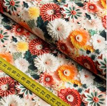 Tecido Estampado Para Patchwork - Flores De Papel : Floral Laranja Com Amarelo (0,50x1,40)