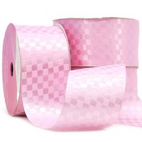 Fita de Cetim Xadrez Com Brilho 38mm com 10 Metros - Cinderela 11- rosa claro