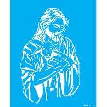 Stencil Opa 20 x 25 cm - Religião Jesus E Cordeiro - 3554