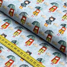 Tecido Estampado para Patchwork - Meninas Na Chuva (0,50x1,40)