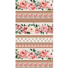 Tecido Estampado para Patchwork - Flower love Por Cris Polleto : Barrado Bege (0,50x1,40)