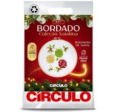 Kit Bordado Natal 2024 Círculo - Bolinhas de Natal