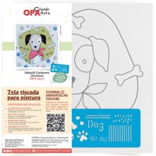 Tela Riscada para Pintura Opa 20 x 20cm -  Infantil Cachorro
