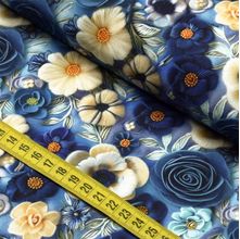 Tecido Estampado para Patchwork - Heartsease : Rosas Azul (0,50x1,50)