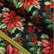 Tecido Estampado para Patchwork - Natal : Poinsetia e Azevinhas (0,50x1,50)