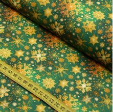 Tecido Estampado para Patchwork - Natal : Floco de Neve fundo Verde (0,50x1,50)