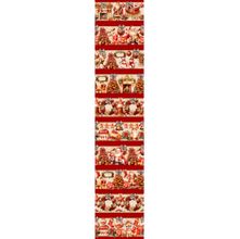 Tecido Estampado para Patchwork - Natal : Barrado de Natal Vermelho (0,50x1,50)