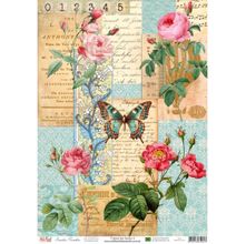 Papel de Seda Arte Fácil Carta com Galhos e Rosas - SE-04