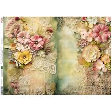 Papel de Seda Arte Fácil Flores com Renda Vintage - SE-024