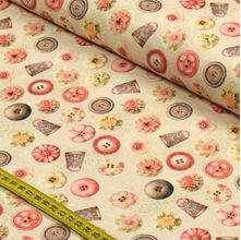 Tecido Estampado para Patchwork - Sewing Dreams : Botões (0,50x1,50)