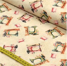 Tecido Estampado para Patchwork - Sewing Dreams : Máquinas (0,50x1,50)