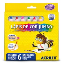 Lápis de Cor Jumbo Acrilex - 6 cores