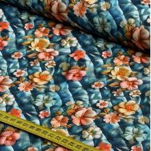 Tecido Estampado para Patchwork - Jeans Florido : Floral Rose (0,50x1,50)