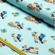 Tecido Estampado para Patchwork - Blue Birds : Pássaro Listrado (0,50x1,50)
