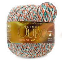 Barbante Ouro Tricolor 400g 80403 branco/verde água/laranja