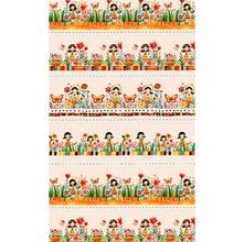 Tecido Estampado para Patchwork - Barrado : Meninas no Jardim (0,50x1,50)