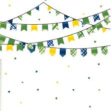 Tecido de Sarja - Festa Junina : Brasilidade Põe na Mesa Barrado de Bandeiras (0,50x1,40)