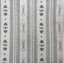 Tecido Blend de Linho para Patchwork - Passion: Coração Ponto Cruz Cinza (0,50X1,40)