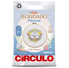 Kit Bordado Páscoa 2025 Círculo - Feliz Páscoa